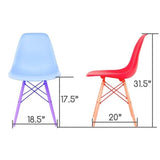 CozyBlock Set of 2 Molded Ice Blue Plastic Dining Shell Chair with Dark Walnut Wood Eiffel Legs