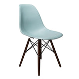 CozyBlock Set of 2 Molded Ice Blue Plastic Dining Shell Chair with Dark Walnut Wood Eiffel Legs