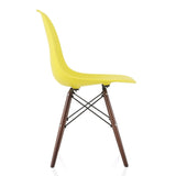 CozyBlock Set of 2 Molded Light Yellow Plastic Dining Shell Chair with Dark Walnut Wood Eiffel Legs