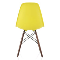 CozyBlock Set of 2 Molded Light Yellow Plastic Dining Shell Chair with Dark Walnut Wood Eiffel Legs
