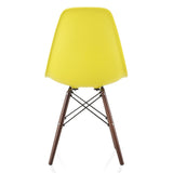 CozyBlock Set of 2 Molded Light Yellow Plastic Dining Shell Chair with Dark Walnut Wood Eiffel Legs