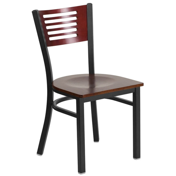 Decorative Slat Back Metal Restaurant Chair - 17"W x 21"D x 32"H