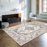 Grey Medallion Traditonal Amelia Casual Soft Rug