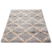 Modern Contemporary Grey Trellis Shag Area Rug