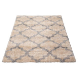 Modern Contemporary Grey Trellis Shag Area Rug