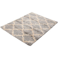 Modern Contemporary Grey Trellis Shag Area Rug