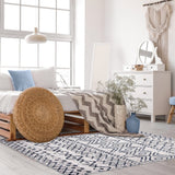 Moroccan Blue Grey Casual Soft Rug