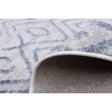 Moroccan Blue Grey Casual Soft Rug