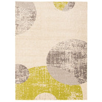 Circles Abstact Blue Ivory Casual Soft Rug