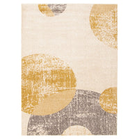 Circles Abstact Blue Ivory Casual Soft Rug