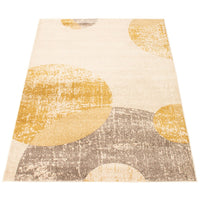 Circles Abstact Blue Ivory Casual Soft Rug