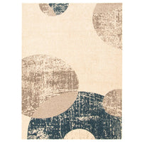 Circles Abstact Blue Ivory Casual Soft Rug