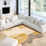 Circles Abstact Blue Ivory Casual Soft Rug