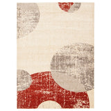 Circles Abstact Blue Ivory Casual Soft Rug