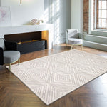 Ivory Geometric Casual Soft Rug