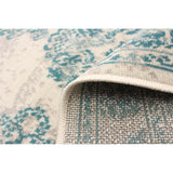 Floral Aqua Blue Traditional Soft Area Rug