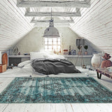 Floral Aqua Blue Traditional Soft Area Rug