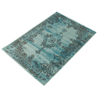 Floral Aqua Blue Traditional Soft Area Rug