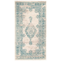 Floral Aqua Blue Traditional Soft Area Rug