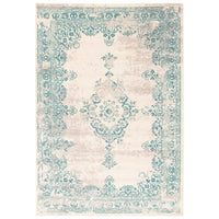 Floral Aqua Blue Traditional Soft Area Rug