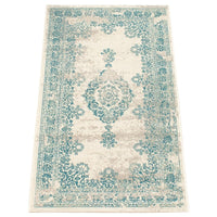 Floral Aqua Blue Traditional Soft Area Rug