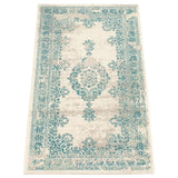 Floral Aqua Blue Traditional Soft Area Rug