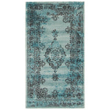 Floral Aqua Blue Traditional Soft Area Rug