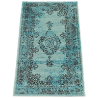 Floral Aqua Blue Traditional Soft Area Rug