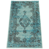 Floral Aqua Blue Traditional Soft Area Rug