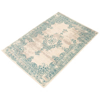 Floral Aqua Blue Traditional Soft Area Rug