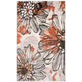 Modern Floral Grey Orange Soft Rug