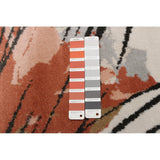 Modern Floral Grey Orange Soft Rug