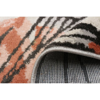 Modern Floral Grey Orange Soft Rug