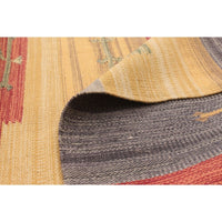 Flat-weave Bold and Colorful Beige Wool Kilim