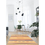 Flat-weave Bold and Colorful Beige Wool Kilim