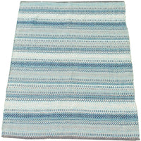 Stripes Flat-weave Bold Colorful Blue Wool Kilim