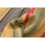 Flat-weave Bold and Colorful Ivory, Red Wool Kilim