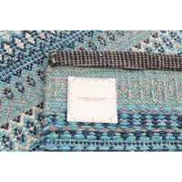 Flat-weave Bold and Colorful Navy Blue Wool Soft Kilim