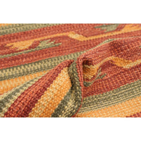 Flat-weave Bold and Colorful Red Wool Soft Kilim Area Rug
