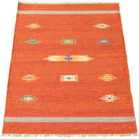 Flat-weave Bold and Colorful Red Wool Kilim
