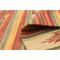 Flat-weave Bold and Colorful Red Wool Soft Kilim Area Rug