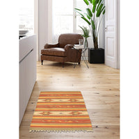 Flat-weave Bold and Colorful Red Wool Soft Kilim Area Rug