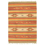 Flat-weave Bold and Colorful Red Wool Soft Kilim Area Rug