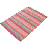 Red Pink Flat-weave Bold Colorful Red, Pink Wool Kilim Rug