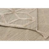 Flat-Weave Kalista Beige, Light Khaki Silk, Wool Kilim Area Rug
