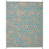 Flat-Weave Kalista Light Khaki, Blue Silk, Wool Kilim