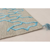 Flat-Weave Kalista Light Khaki, Blue Silk, Wool Kilim