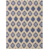 Flat-Weave Tamar II Blue Wool Tapestry Kilim