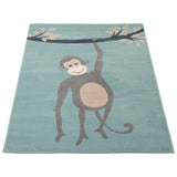 Aqua Animal Monkey Kids Transitional Soft Rug
