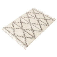 Cream Grey Tassel Trellis Casual Shag